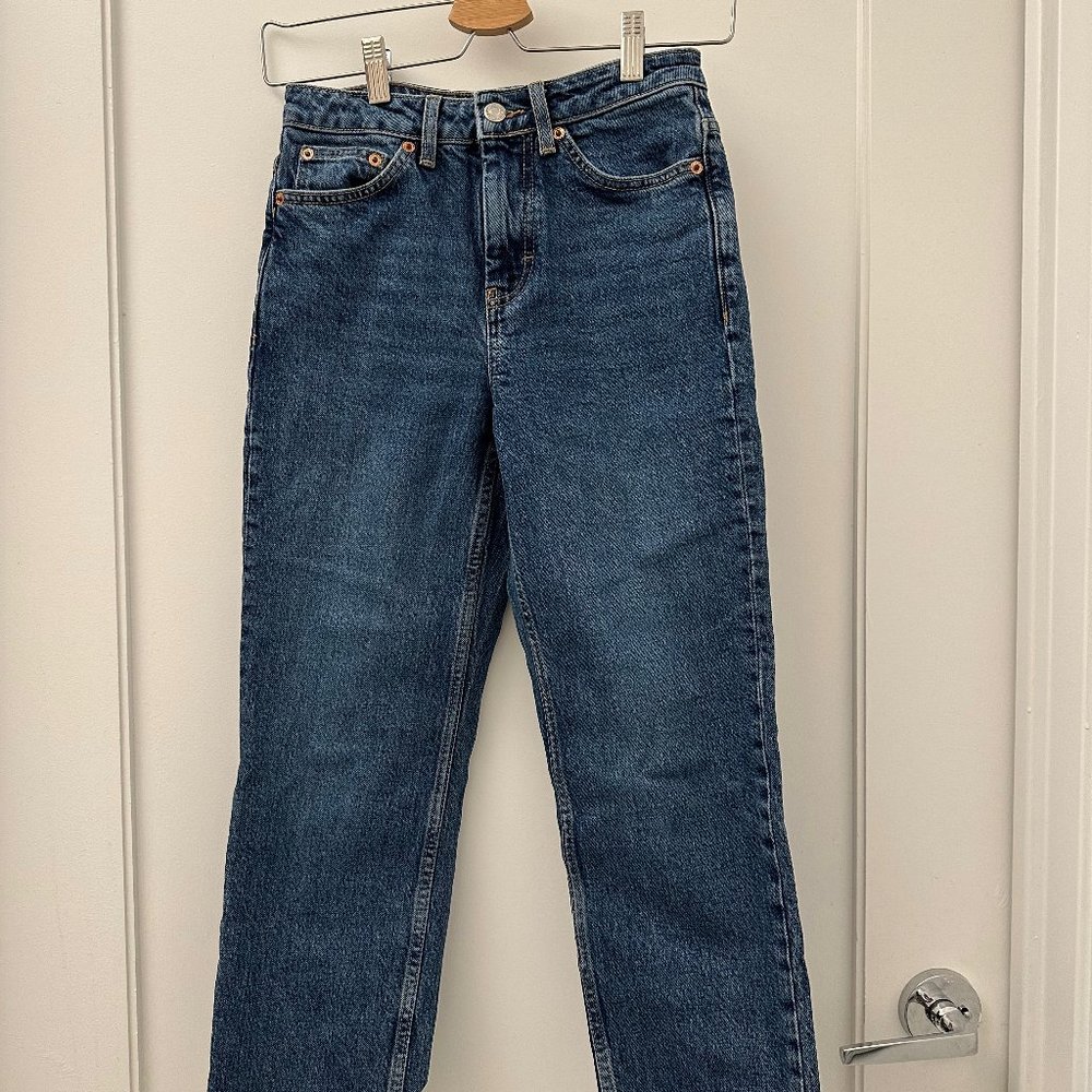Petite Topshop Straight Jeans with Raw Hem